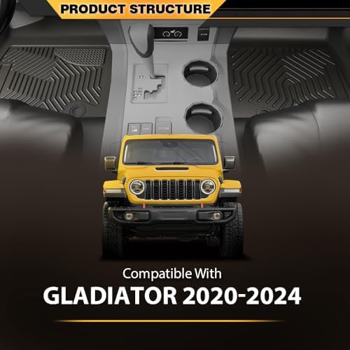 G-PLUS TPE Floor Mats 3PCS Fit Compatible with Jeep Gladiator 2020-2024 - Image 6