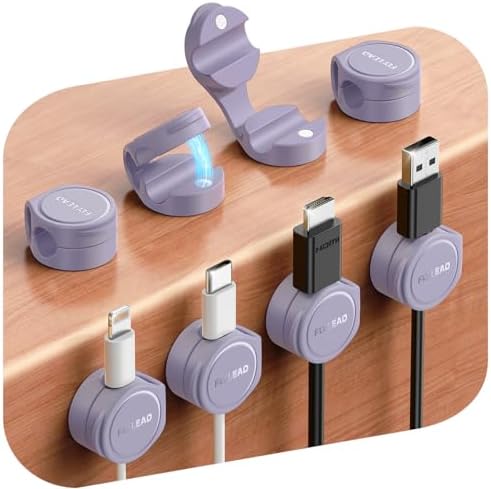 FLYLEAD 8-Pack Silicone Cord Organizer Magnetic Cable Clips, Adhesive by Sincerityisworththewait