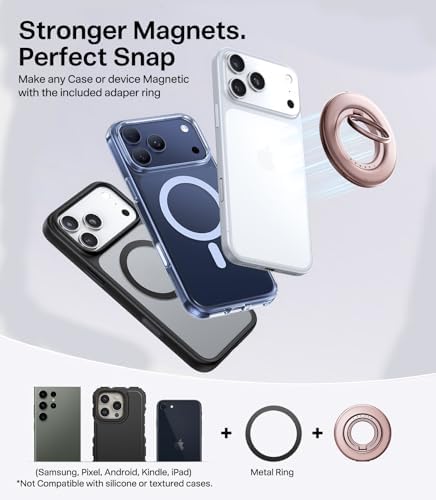 TORRAS 2025 Flagship Magnetic Phone Grip Ring Holder Kickstand, Dusty Rose - Image 6