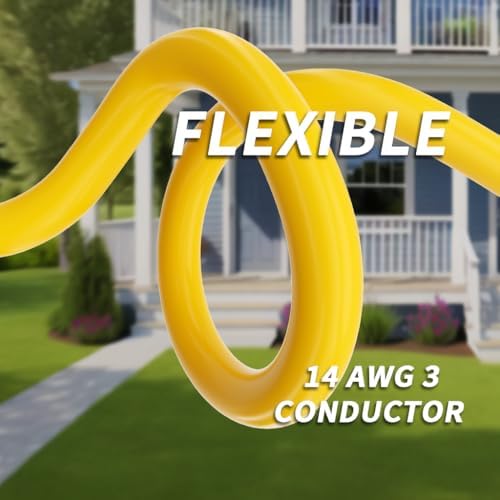 PlugSaf 14/3 AWG 100 FT Extension Cord, Heavy Duty Extension Cord, Yellow - Image 4