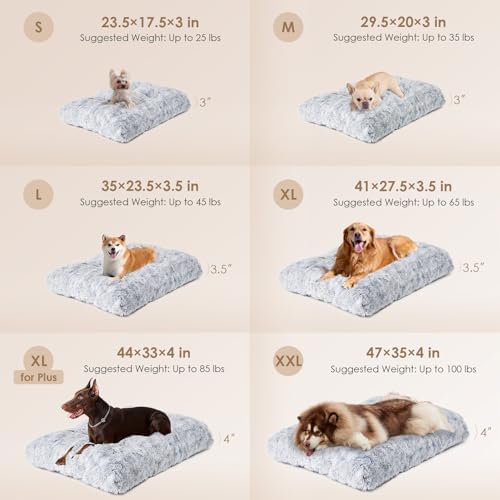 EHEYCIGA Fluffy Dog Crate Bed, Plush XX Large Dog Pillow, Grey - Image 3
