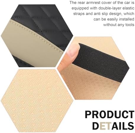 Car Center Console Cover, Upgraded Patchwork Leather Arm Rest Cover with Side Storage Pockets, Comfortable Auto Armrest Protector Cushion, Universal Middle Console Pad for SUV, Sedan (Beige) - Image 5