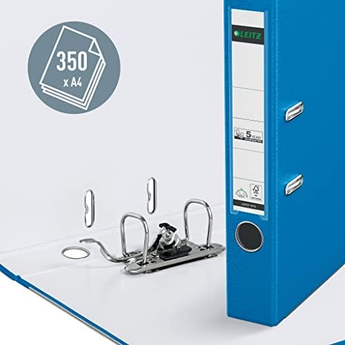 Leitz Lever Arch File, Light Blue, Plastic, A4, 5 cm Spine, 10150030 - Image 3