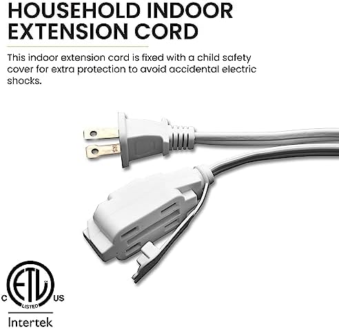 Go Green Power Inc. 20ft Household Extension Cord, White, 3 Outlets, 16/2, Indoor Use Only - Safe, Reliable, and Child-Safe Covers - Ideal for Everyday Electronics - Image 3