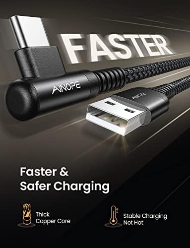 AINOPE [2 Pack 1.6FT Type C Cable, 3.1A Type C Charger Fast Charging, Right Angle Nylon Braided USB to USB C Cable Compatible with Galaxy S22 S21 S10, Note 10 9 A51 LG G8 G7 Charging Cord - Image 4