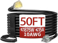 Skrizcable 50 FT 10 Gauge Extension Cord Outdoor, Black Power Cord by Skrizcable