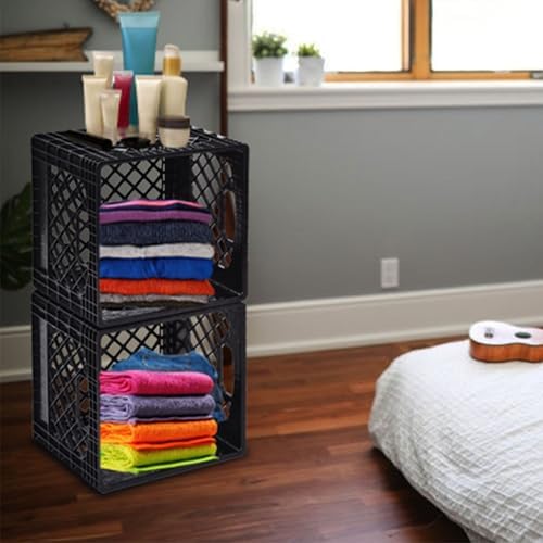 Juggernaut Storage 2-Pack Stackable Heavy Duty Milk Crates, Handles, 16 Qt - Image 5