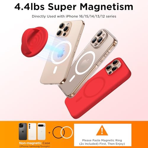 Magnetic Phone Grip for MagSafe, Silicone Ring Grip, Red - Image 6