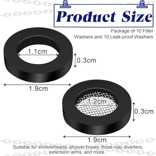 20 Pcs Shower Head Filter Gasket Shower Head Screen Filter Gasket Rubber Washer Stainless Steel Seal O Ring Hose Net Creates A Seal to Prevent Leakage for 1/2" Fixed/Handheld Showers Heads - Image 4