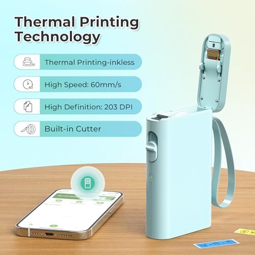 Nelko P21 Label Maker Machine with Tape, Bluetooth Label Printer, Cyan - Image 4
