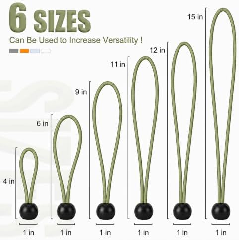 30 Pack Ball Bungee Cord, Heavy Duty Bungie Cord Balls (6",Olive Green) - Image 2