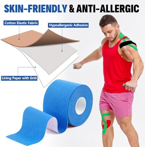 5 Rolls Kinesiology Tape, 5 Colors 2 inch x 16.4 Feet Waterproof Athletic Tape, Uncut Kinetic Tape, Elastic Muscle Tape, Sports Tape, Knee Tape for Exercise and Daily Use - Image 3