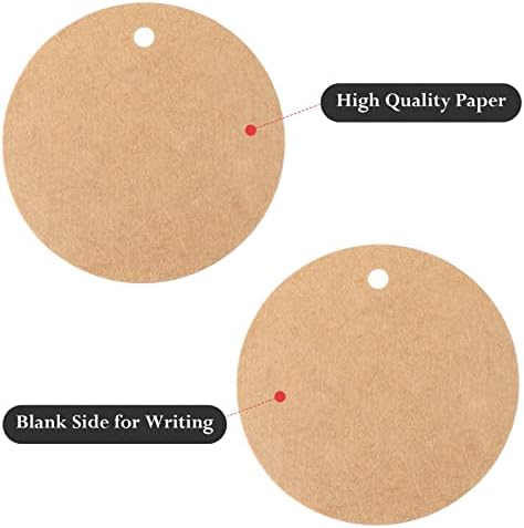 G2PLUS 100PCS Kraft Paper Gift Tag with String,2.2'' Round Paper Tags Blank Hang Tags Brown Circle Tags with Holes for Craft Projects, Xmas Gift, DIY Wedding Favor Bag - Image 3