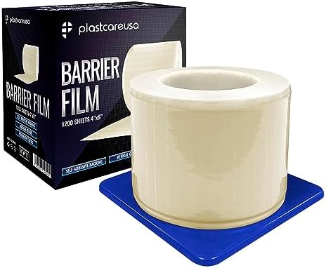 Clear Barrier Film Roll 4"x6" - Protective Dental Barrier Film for Dental, Medical, Tattoo - Perforated Adhesive Barrier Tape Sheets (1 Box of 1200 Sheets) by PlastCare USA by PlastCareUSA