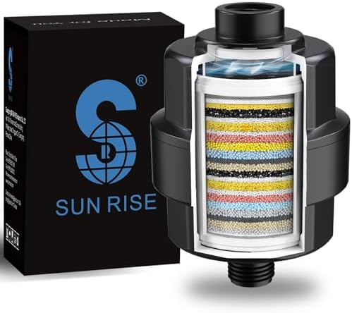 SR SUN RISE 20 Stage Shower Filter for Hard Water, 1 Cartridge, Black by SRSUNRISE