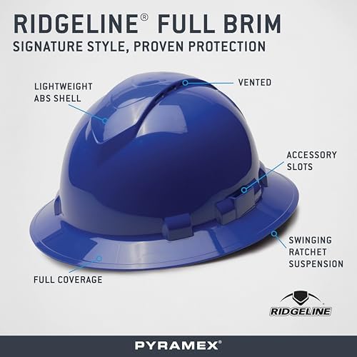 Pyramex Ridgeline Full Brim Hard Hat 4 Point Ratchet Vented - Image 5
