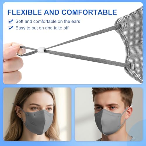 KN95 Adjustable Face Masks 10 Pack Individually Wrapped Adult Masks with Adjustable Ear Loops and Anti-Fog Nose Pad - Image 5
