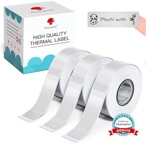 Phomermo D30 Label Tape, Black on Cream White with Glitter Clear Label by Phomemo