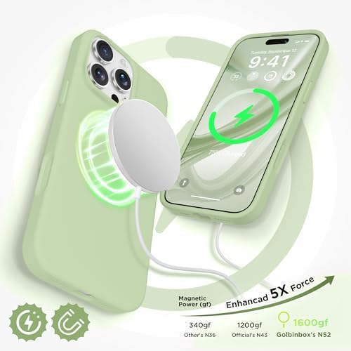 GolbinBox Magnetic for iPhone 16 Pro Max Case, Silicone Cover, Green - Image 3