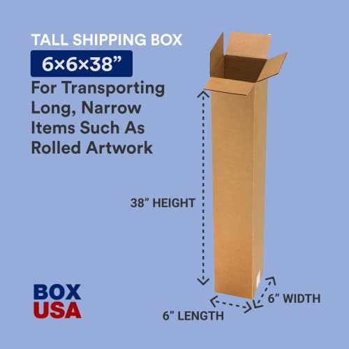 BOX USA 6x6x38 Tall Corrugated Boxes, Tall, 6L x 6W x 38H, Pack of 25 | Shipping, Packaging, Moving, Storage Box for Home or Business, Strong Wholesale Bulk Boxes - Image 2