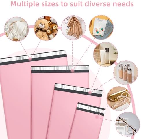 Famagic 100 Pack Pink Poly Mailers Variety Pack, 6x9&10x13&12x15.5&14.5x19 - Image 5