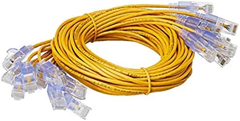 Monoprice - 116347 SlimRun Cat6A Ethernet Patch Cable - Snagless RJ45 UTP Pure Bare Copper Wire 10G 30AWG 5ft Yellow 10-Pack by Monoprice