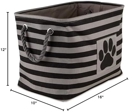 Bone Dry 5743 Pet Storage Collection Striped Paw Patch Bin, Medium Rectangle, Black - Image 3