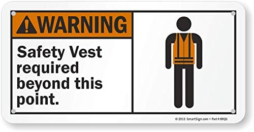 SmartSign "Warning - Safety Vest Required Beyond This Point" Sign | 5" x 10" Plastic by SmartSign