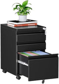MIIIKO 3 Drawer File Cabinet on Wheels, Home Office Mobile File Cabinet Under Desk, Full Assembled Metal Filing Cabinets with Lock for Legal/Letter/A4 File Folders by MIIIKOOfficeFurniture
