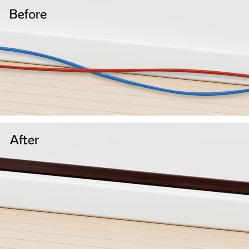 TV Cord Hider – Flexible Wall Cord Cover Slim Design Silicone Cable Raceway - Self Adhesive, Cut to Size Design for Hiding Wires on Wall - Clean Home Setup Cable Concealment (Dark Brown, 6 Feet) - Image 4