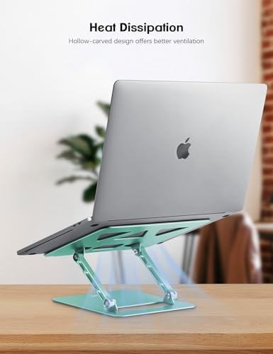 Aoviho Adjustable Laptop Stand for Desk,Portable Laptop Stand Holder and Riser,Foldable Aluminum Notebook Computer Stands for MacBook Air Pro HP Lenovo Dell Samsung, 10-15.6 inch (Fresh Green) - Image 5