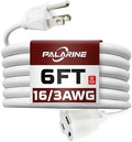6 Ft White Outdoor Extension Cord, 16 Gauge Heavy Duty by PALARINE
