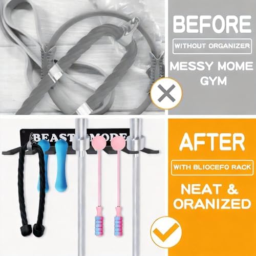 Gym Home Rack 8 Hook Heavy-Duty Wall-mounted Organizer Multi-Purpose Workout Gear Wall Hanger Storage for Resistance Bands Jump Ropes Lifting Belt Fitness Bands Barbells Carabiners Included - Image 2