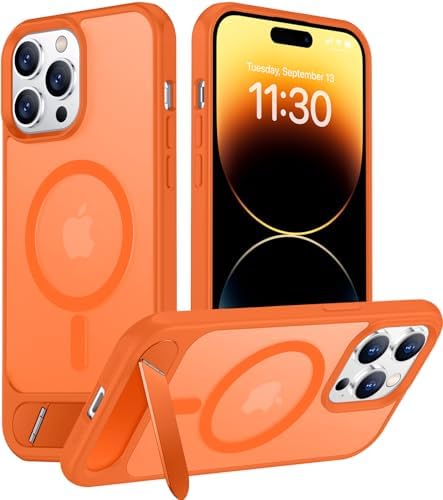 Temdan Magnetic Compatible with iPhone 14 Pro Max Case, [Built-in Invisible Kickstand][Compatible with MagSafe] [Military Grade Shockproof] Slim Translucent Matte Phone Case for iPhone 14 Pro Max 6.7" by Temdan