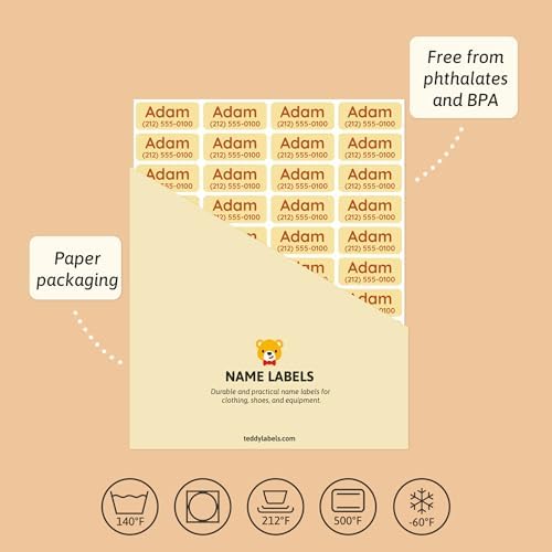 TeddyLabels - Clothing Labels for Nursing Home (60) – Self-Adhesive Name Tags for Clothes and Personal Items. Personalized Labels for Daycare, Nursing Homes, and Laundry Use - Yellow - Image 4