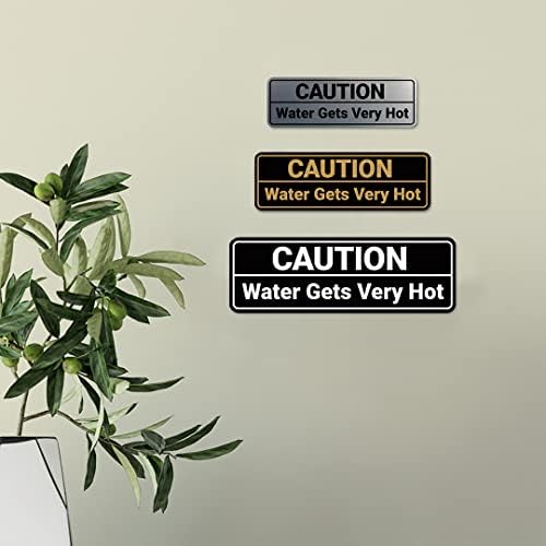 Standard Caution Water Gets Very Hot Sign (Navy Blue/White) - Medium 2 Pack - Image 3