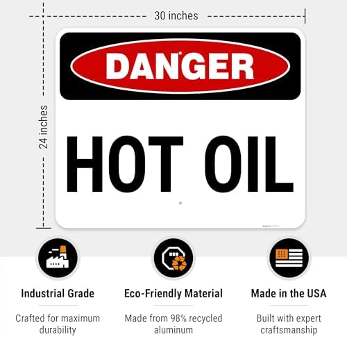 Danger Hot Oil OSHA Sign, - Image 3
