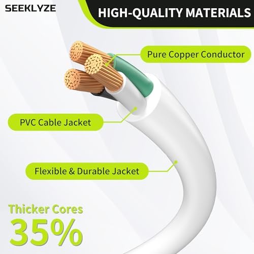 16/3 White 12 FT Extension Cord Indoor for Appliances - Image 3