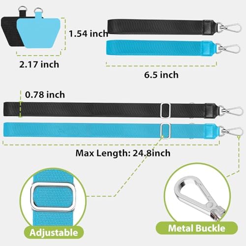 takyu Phone Lanyard, 2 Pack Adjustable Anti-Drop Neck/Wrist Strap with 2 PcsTether Patches, Secure Hands-Free Compatible for iPhone Samsung Perfect for Nurses, Teachers, Travel, Hiking Black+Blue - Image 5