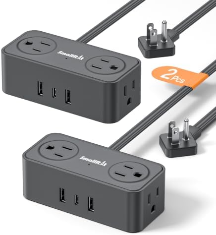 SMALLRT 2 Pcs Power Strip with USB C,3.3FT Flat Plug Extension Cord Indoor by SMALLRT