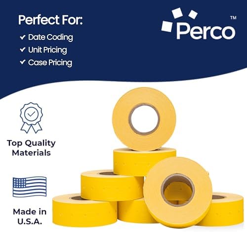 Perco 1 Line Price and Date Guns Yellow Labels - 240 Rolls, 30 Sleeves - Image 4