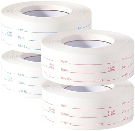 4 Rolls 1000 Pieces Removable Food Labels, 1 x 2 Inch by WSICSE