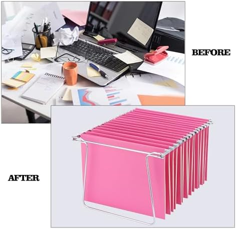 VZCPYTPM 4 Pack Hanging File Folder Frames, Heavy Duty Steel Hanging File Organizer, File Cabinet Rails, Adjustable 11 to 17.4 Inches, Suitable for File Cabinets, Storage File Boxes - Image 5