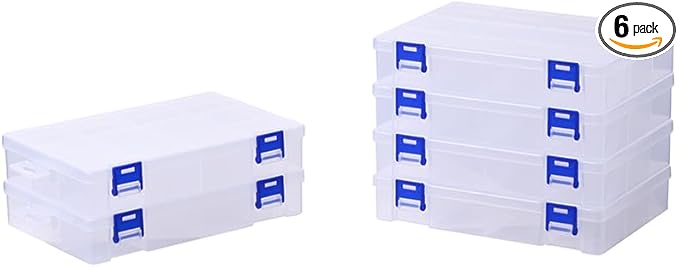 BangQiao 6 Pack Fixed 12 Grids Clear Plastic Storage Divider Box by BangQiao