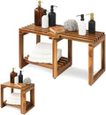 Adjustable Length 29 Inches Shower Stool Bench Chair Waterproof with Storage Shelf for Shaving Legs, Spa, Bath Seat in Bathroom, Inside Shower for Adults Seniors Elderly (Small 29 in) by ENKEZIProducts