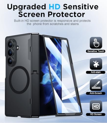 Temdan for Samsung Galaxy Z Fold 8 Ultra Case,[Compatible with MagSafe][Built-in HD Screen Protector & Kickstand][Hinge Protection] Translucent Matte Shockproof Phone Case for Z Fold 8 Ultra,Black - Image 6