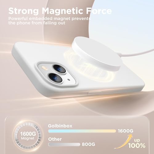 GolbinBox Magnetic for iPhone 15 Case, Silicone Cover, White - Image 3