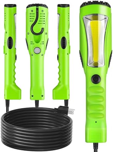 18W LED Work Light, 25FT 2000LM COB LED Light, Handheld Underhood Trouble Light with Cord 16 Gauge SJTW, Swivel Hook, for Garage, Workshop, Car Repair Scene, ETL Listed, Green J04WL06 by Wilawels