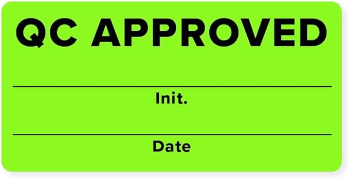 QC Approved Quality Control Labels, Bright Green, 500 Labels per Roll, - Image 2