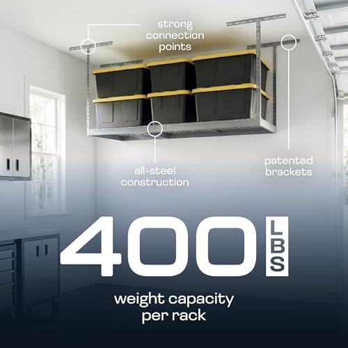 MonsterRax 3x6 Overhead Garage Storage Rack, Gray, 18"-33" Height - Image 4